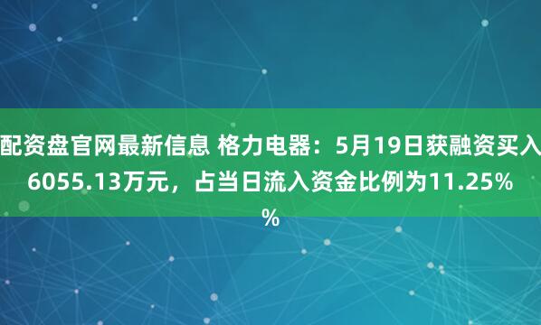 配资盘官网最新信息 格力电器：5月19日获融资买入6055.13万元，占当日流入资金比例为11.25%